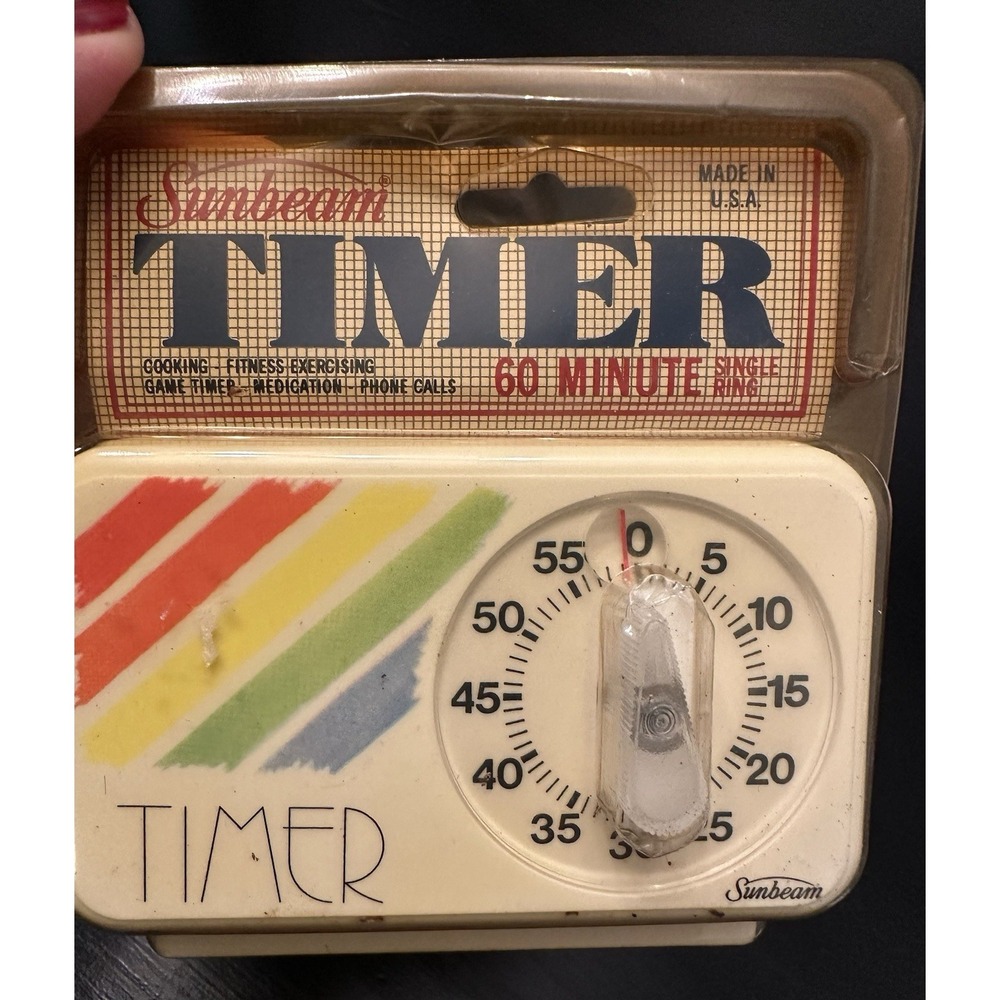 New VINTAGE SUNBEAM PLASTIC KITCHEN FOOD TIMER Rainbow